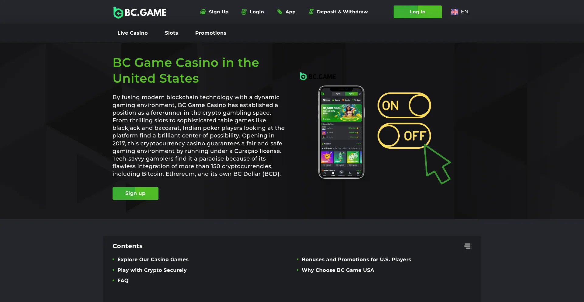 Website screenshot of Usa-bc-game.com