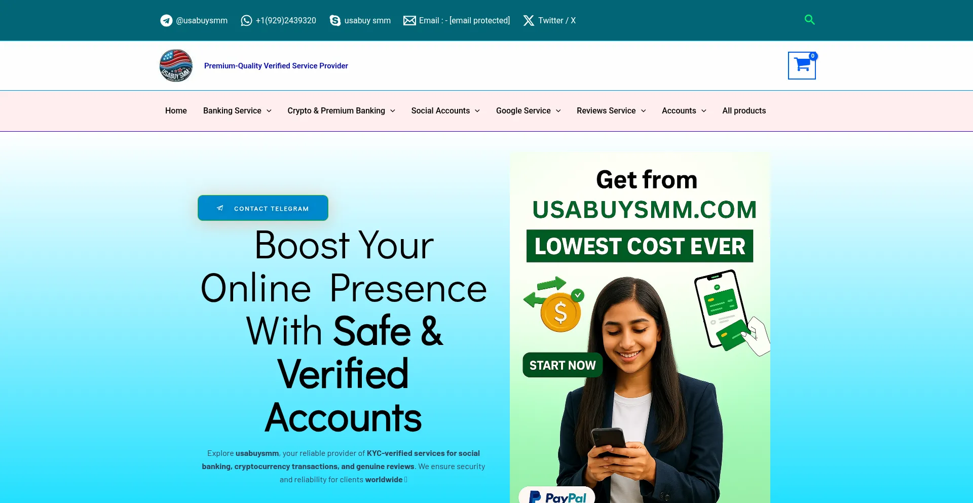 Website screenshot of Usabuysmm.com