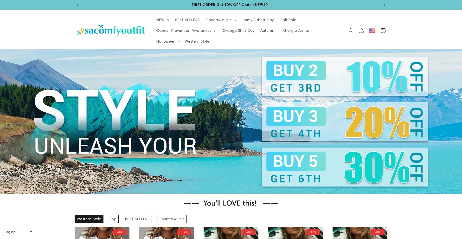 Website screenshot of Usacomfyoutfit.com