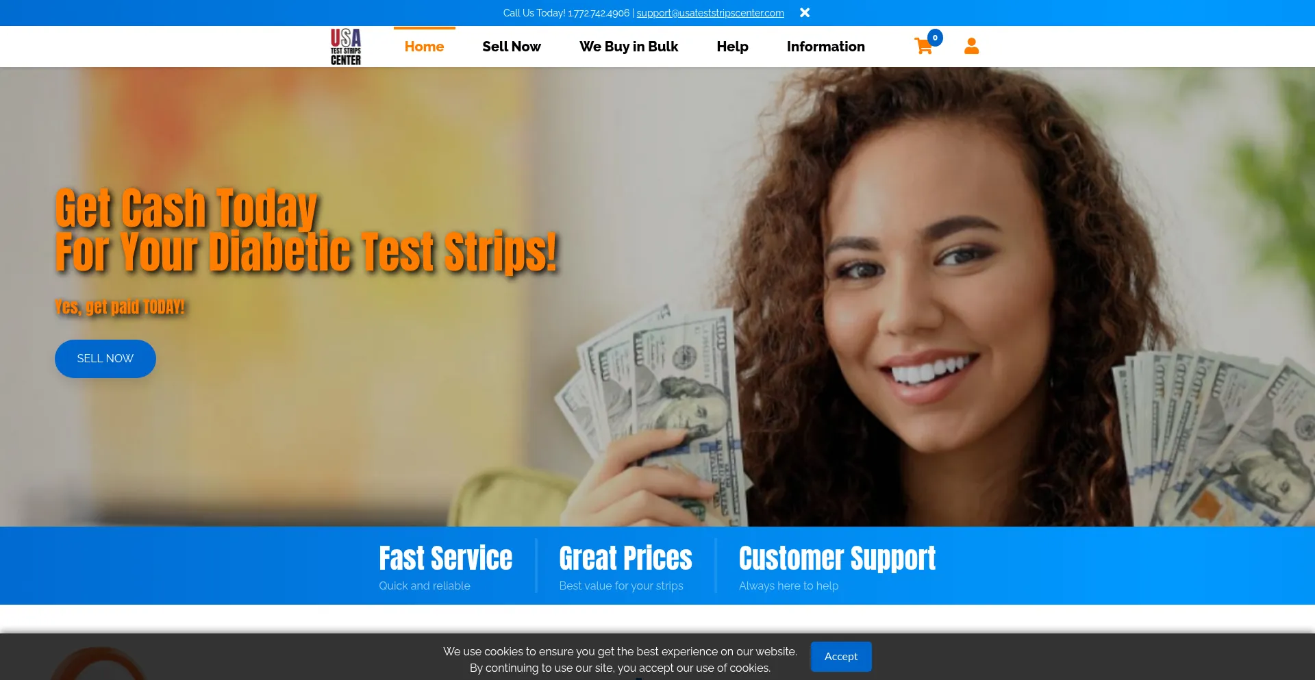 Website screenshot of Usateststripscenter.com
