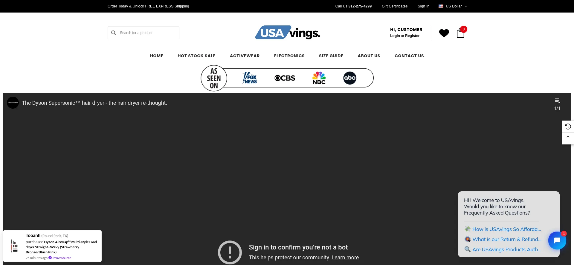 Website screenshot of Usavings.store