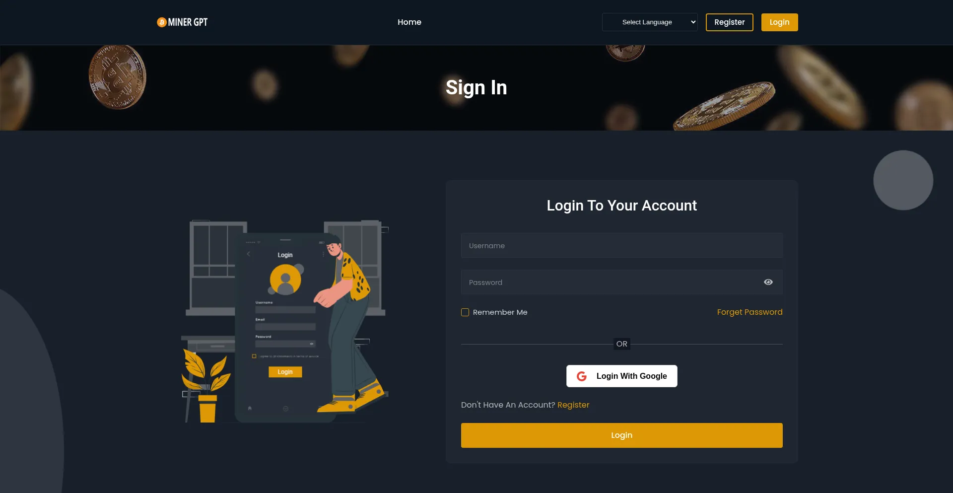 Website screenshot of User.minergpt.org