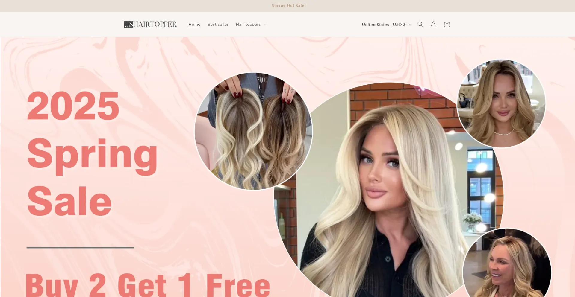Website screenshot of Ushairtopper.com
