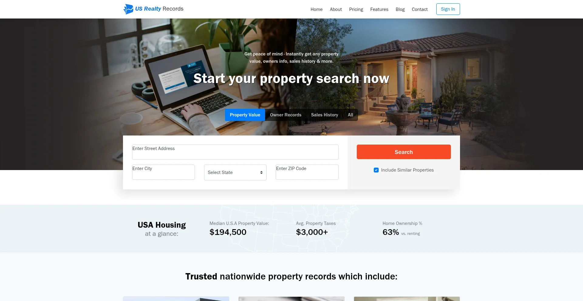 Usrealtyrecords.com Screenshot