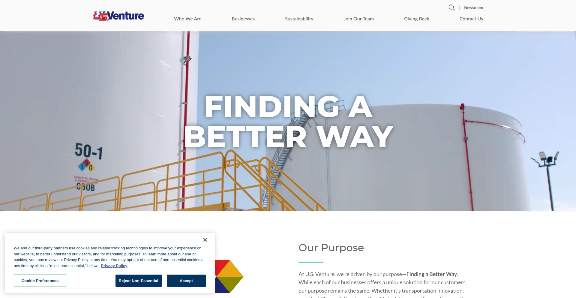 Website screenshot of Usventure.com