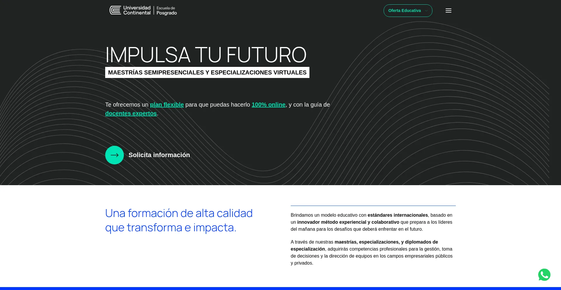 Website screenshot of Uvirtual.ucontinental.edu.pe