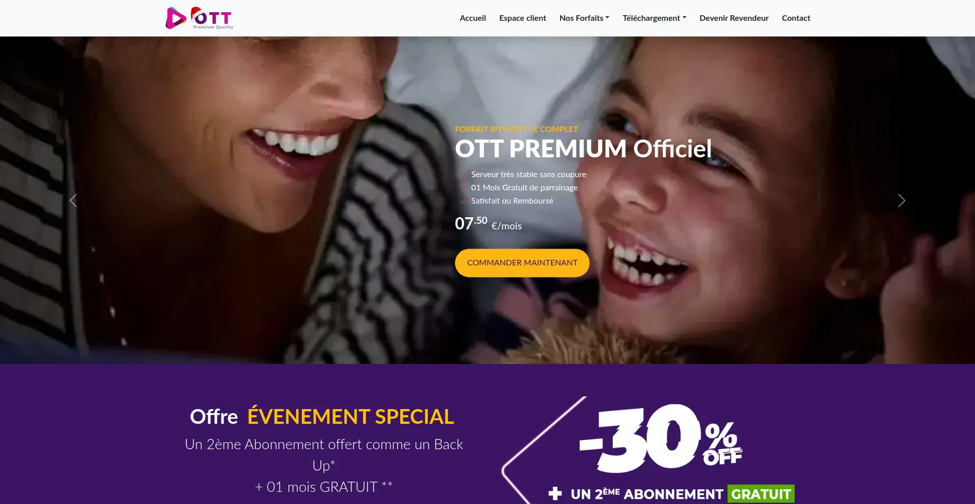 Website screenshot of V2.ott-premium.com