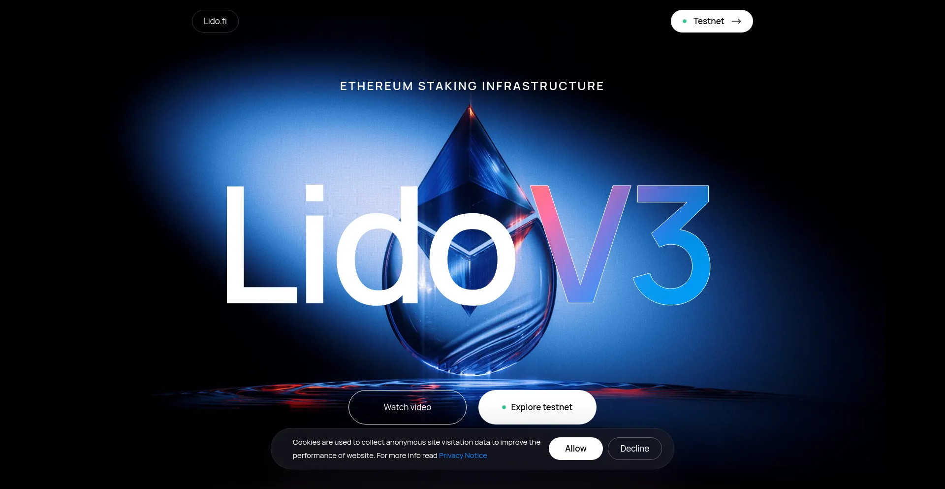 Website screenshot of V3.lido.fi