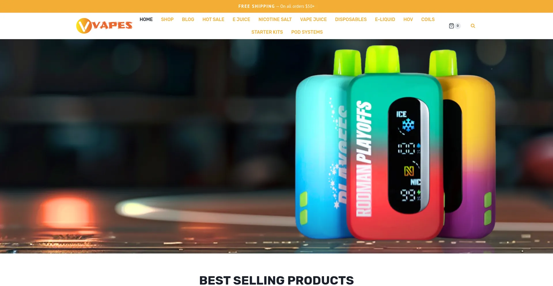 Website screenshot of V-vapes.com