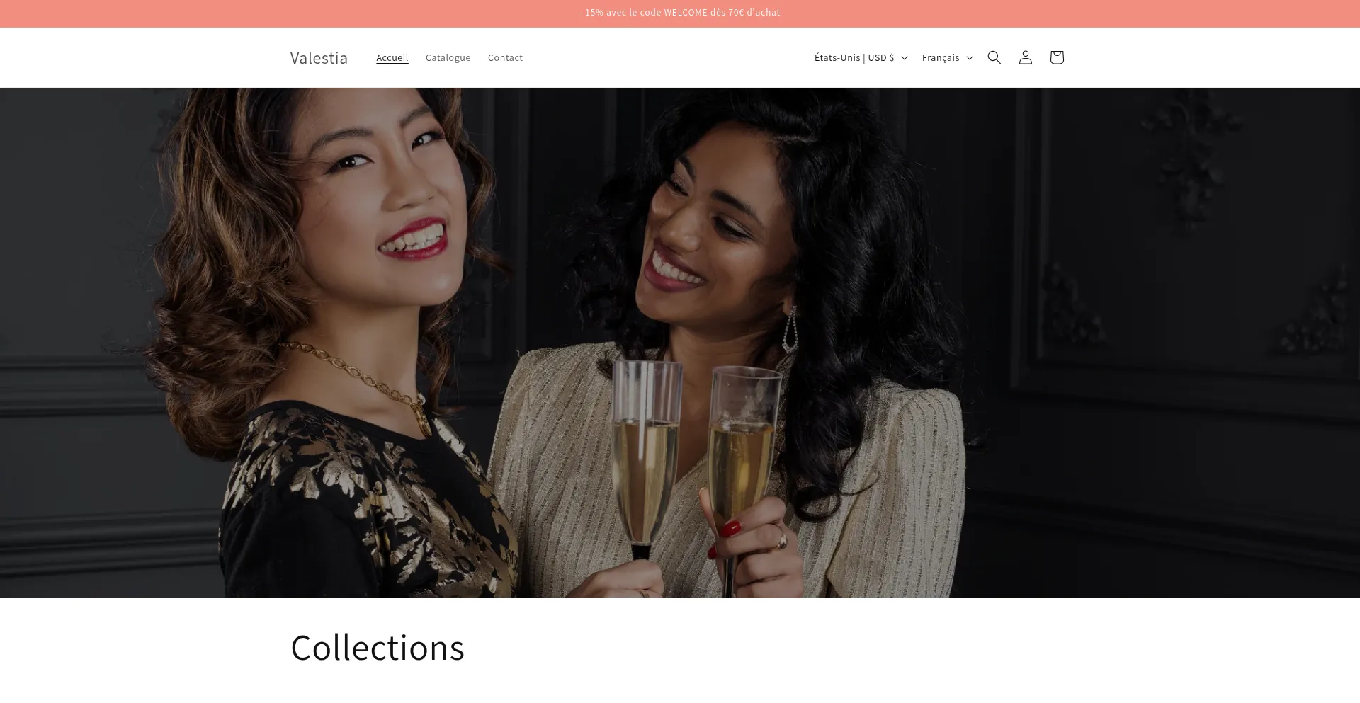 Website screenshot of Valestia.shop
