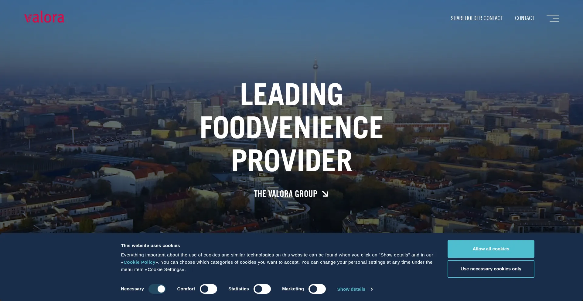 Website screenshot of Valora.com