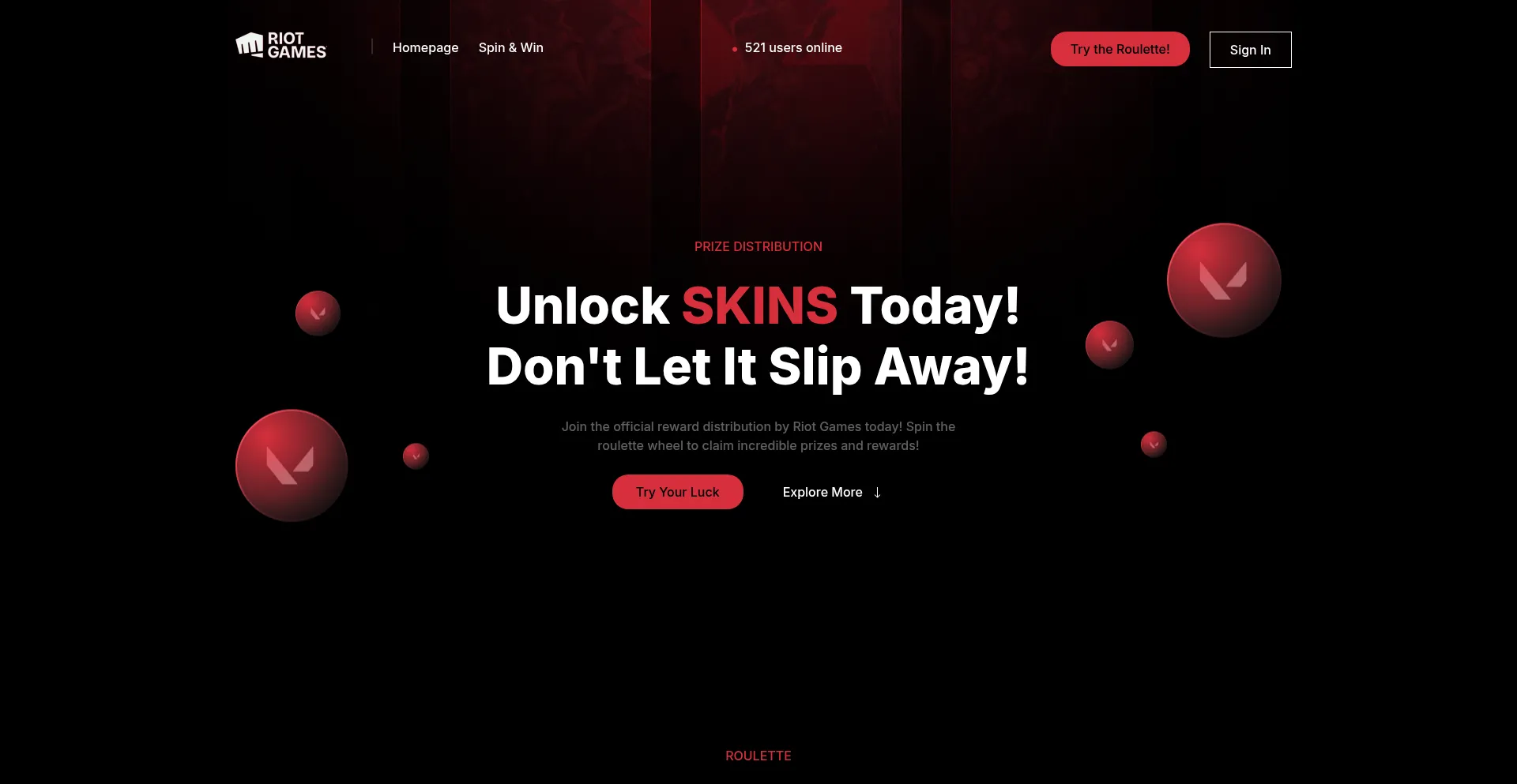 Website screenshot of Valordrops.icu