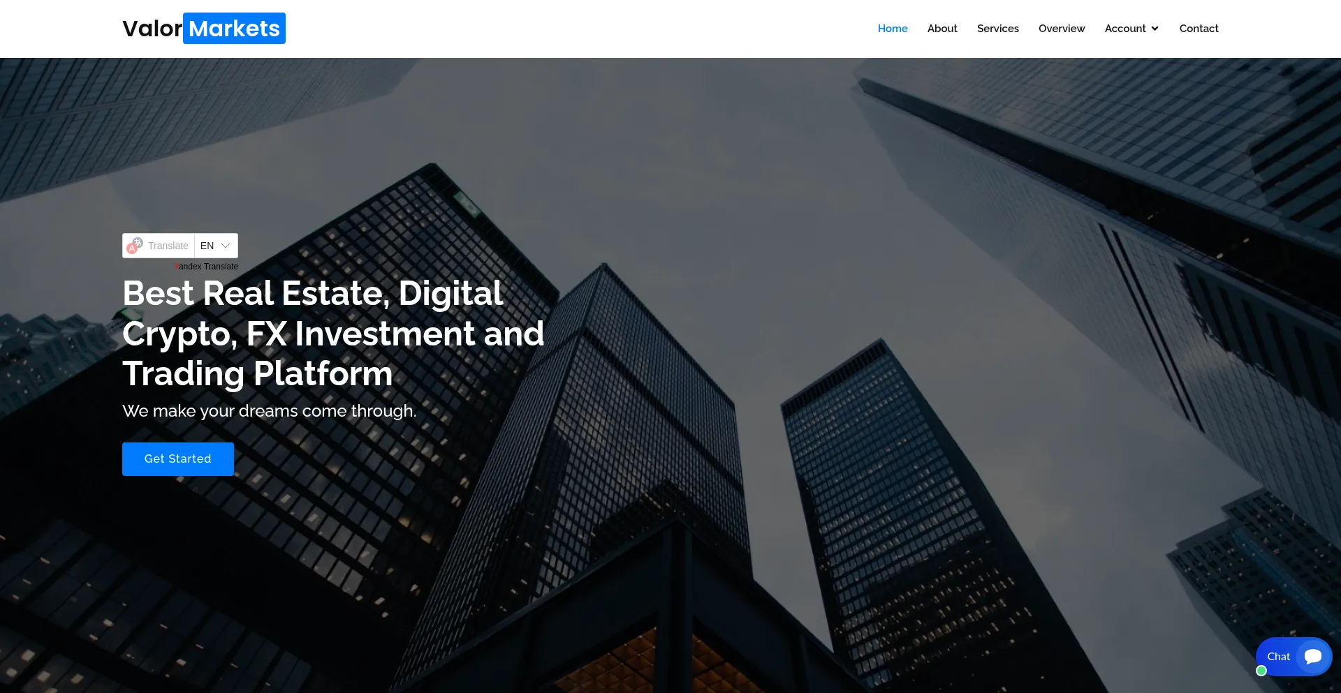 Website screenshot of Valormarkets.info