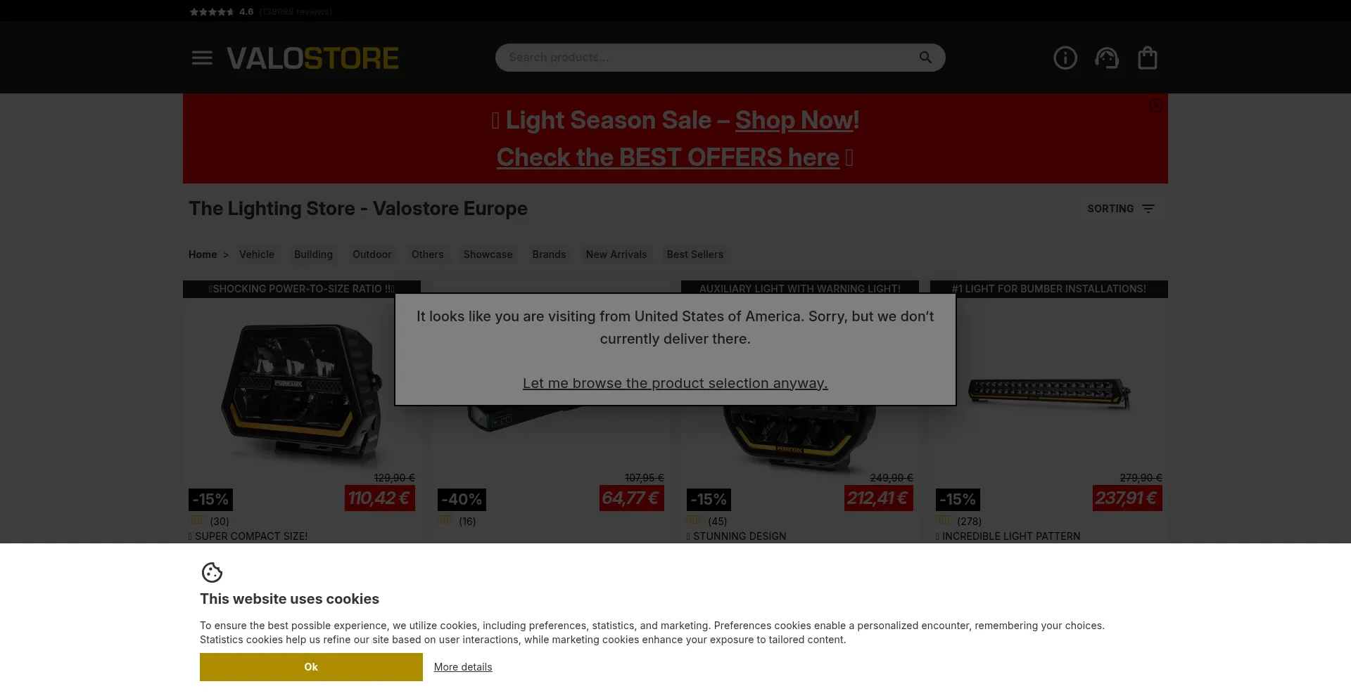 Valostore.com Screenshot
