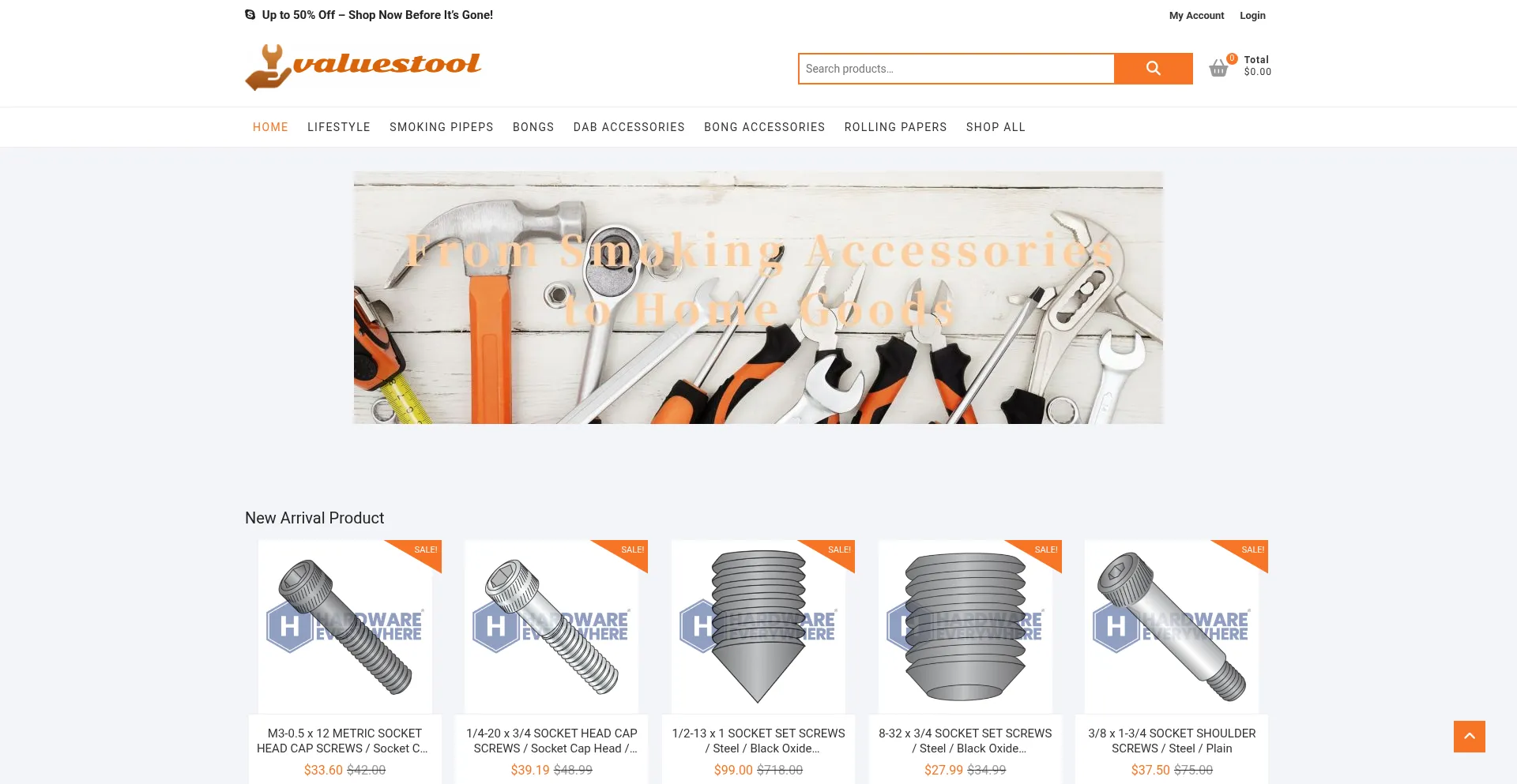 Website screenshot of Valuestool.com