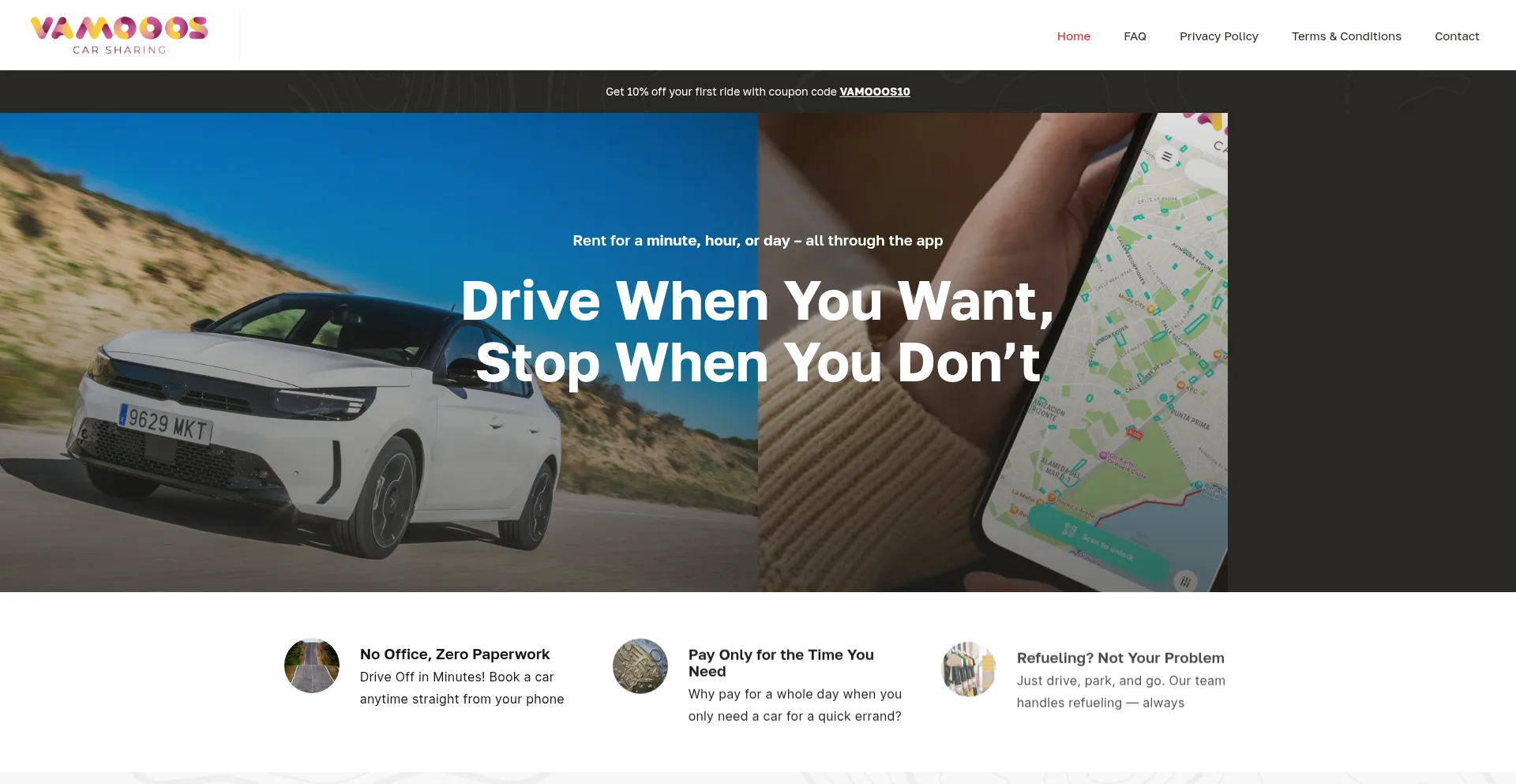 Website screenshot of Vamooos.eu