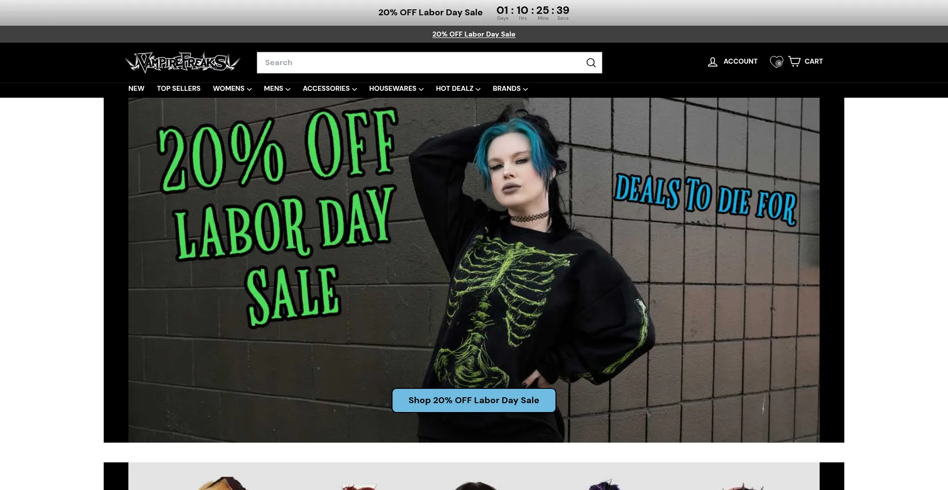 Website screenshot of Vampirefreaks.com