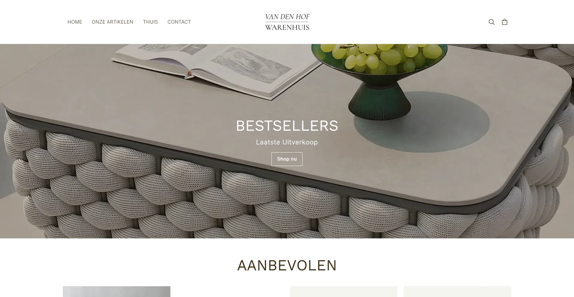 Website screenshot of Vandenhof-warenhuis.com