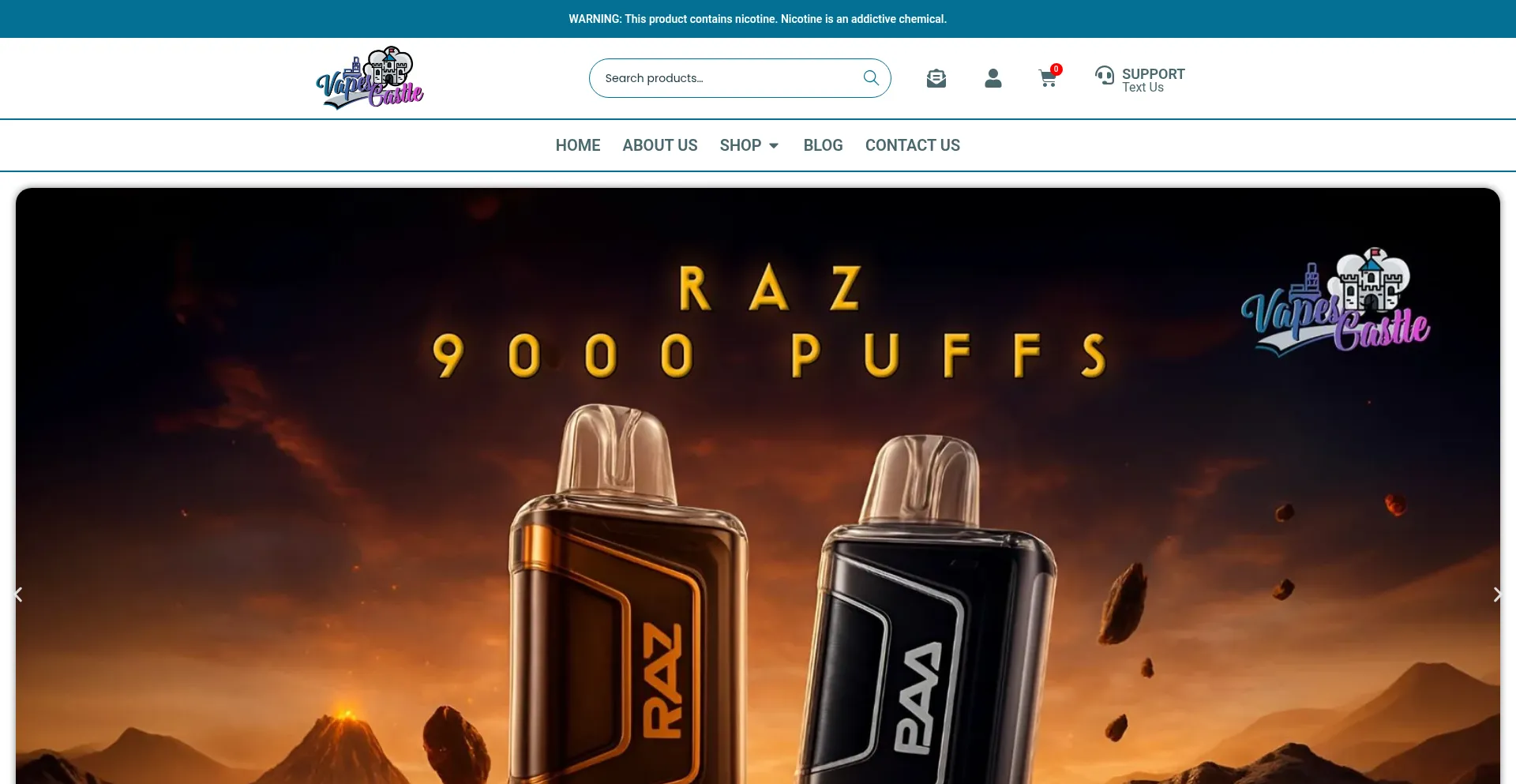 Website screenshot of Vapescastle.com