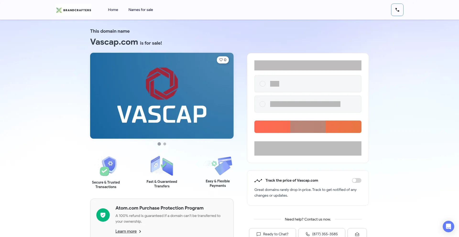 Website screenshot of Vascap.com