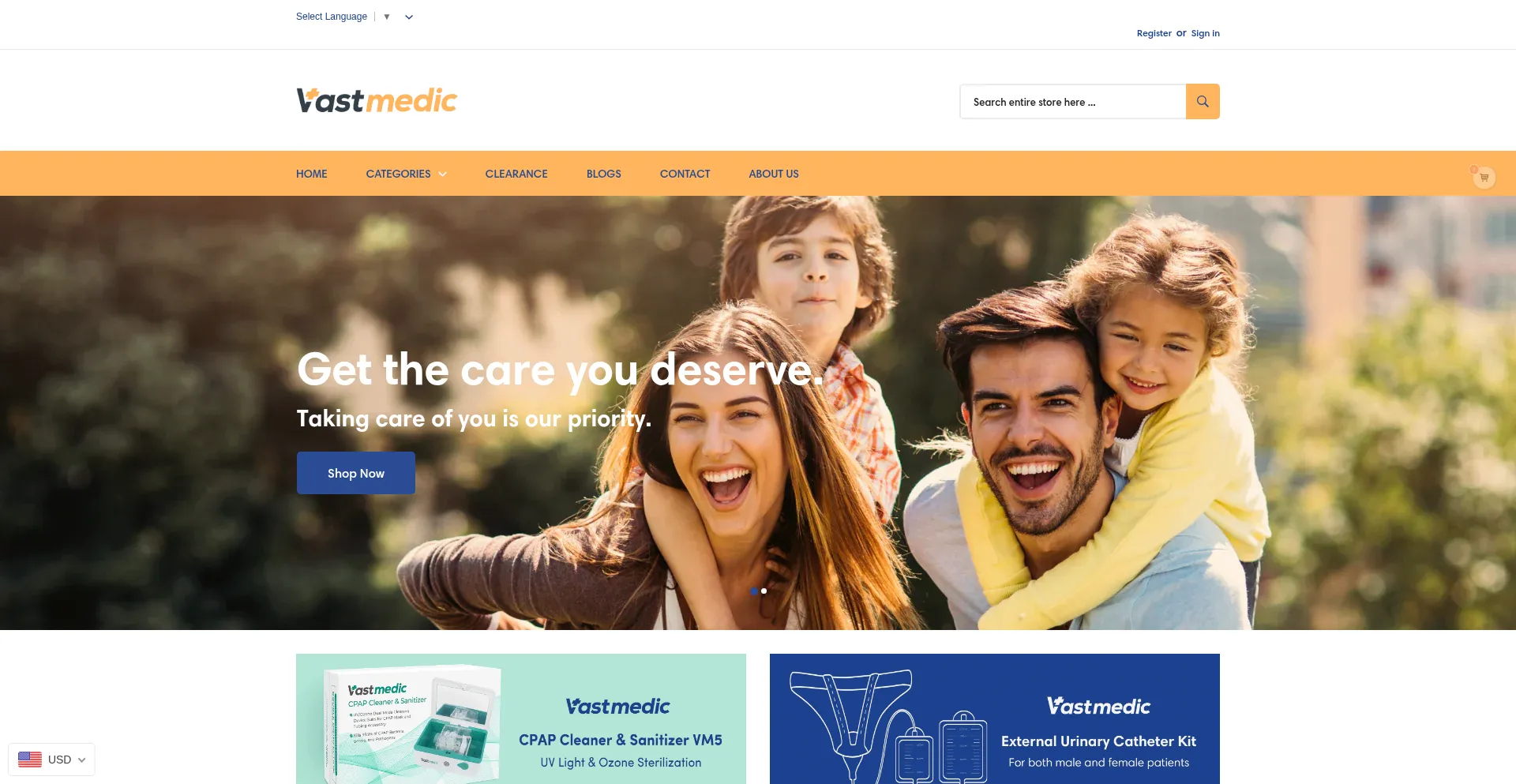 Website screenshot of Vastmedic.com