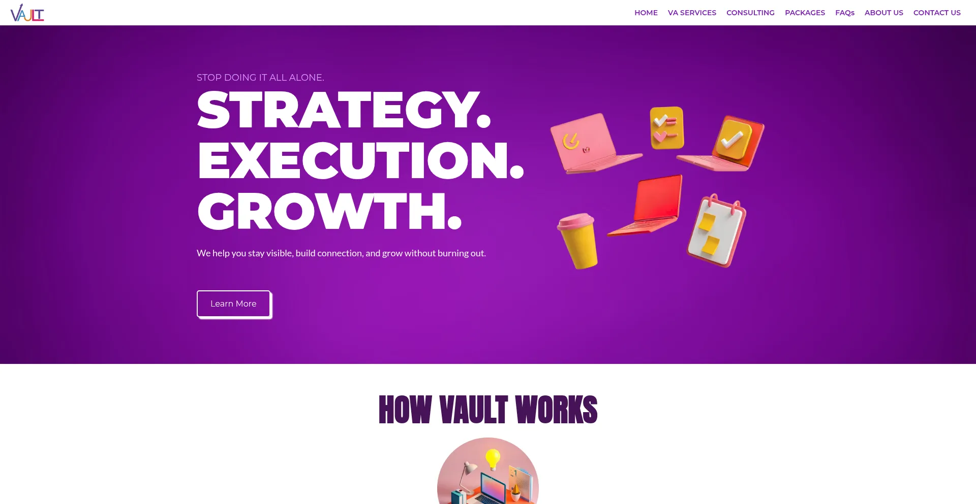 Website screenshot of Vault-va.com