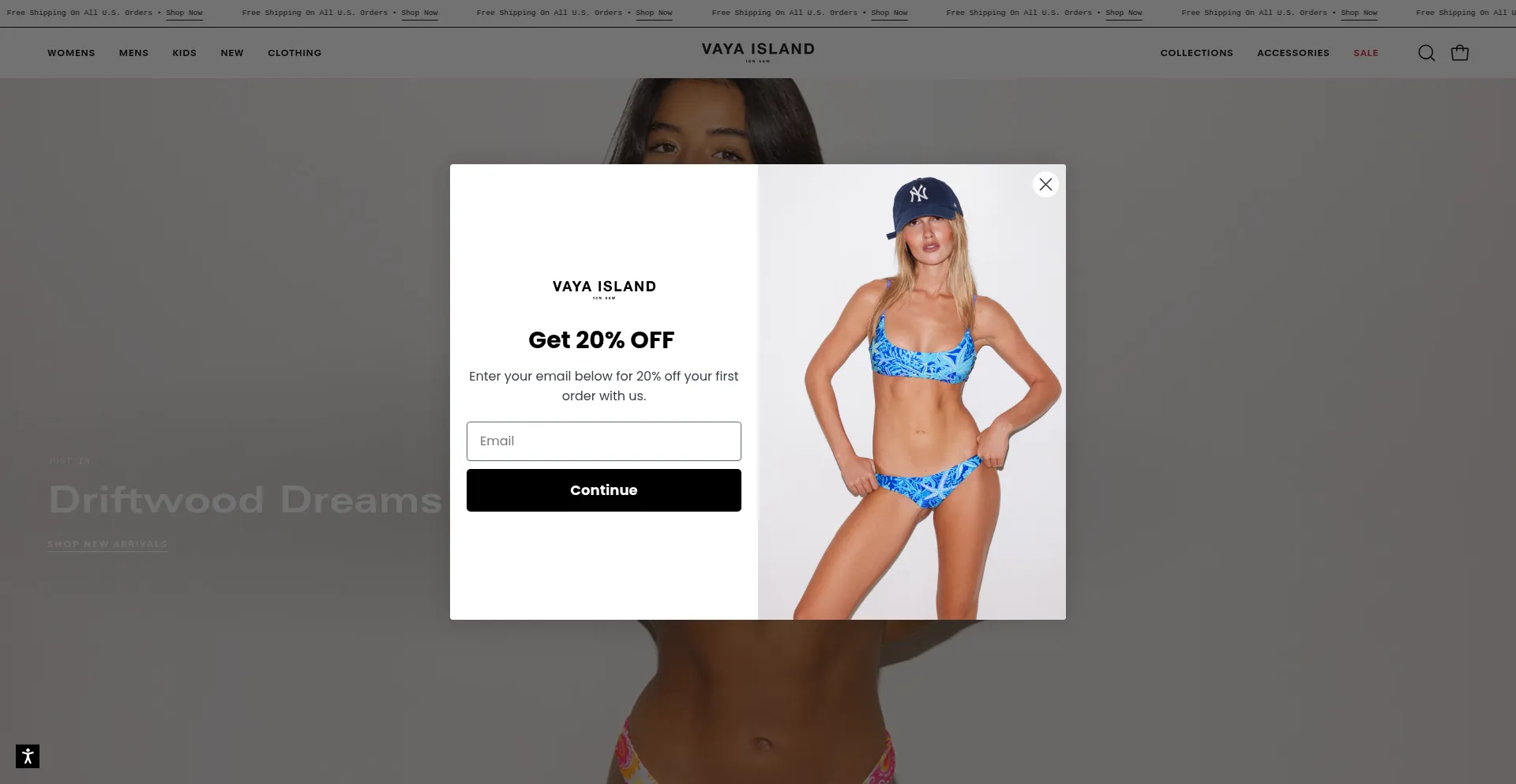 Website screenshot of Vayaisland.com