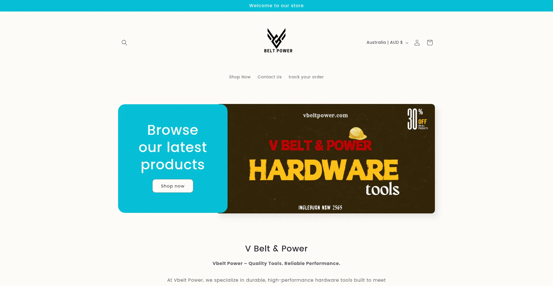 Website screenshot of Vbeltpower.com