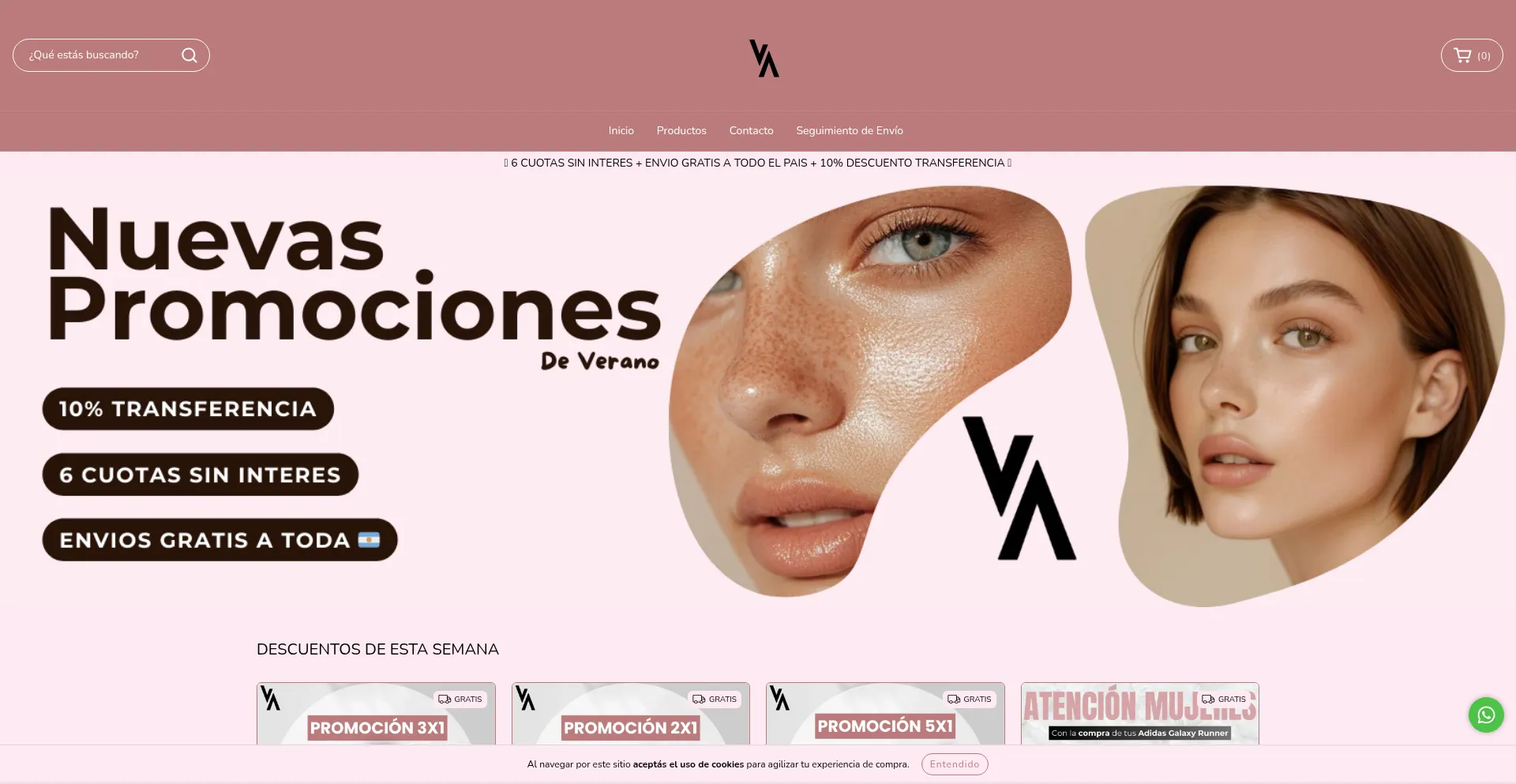 Website screenshot of Vecina.shop