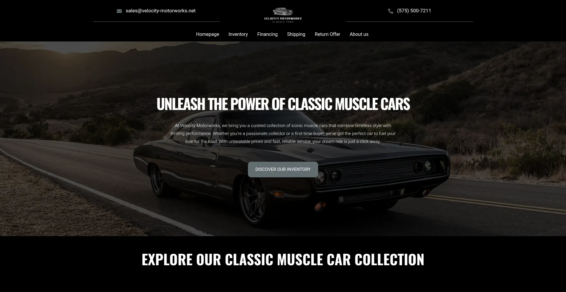 Website screenshot of Velocity-motorworks.net