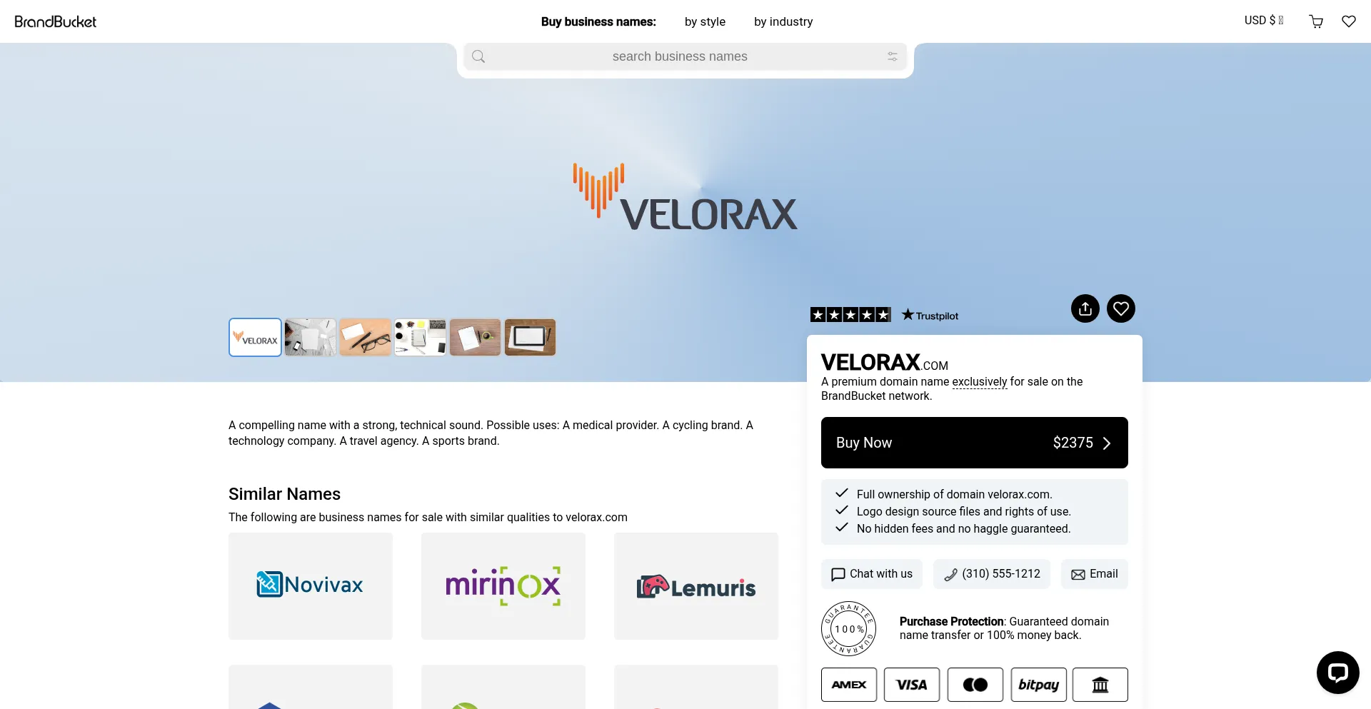 Website screenshot of Velorax.com