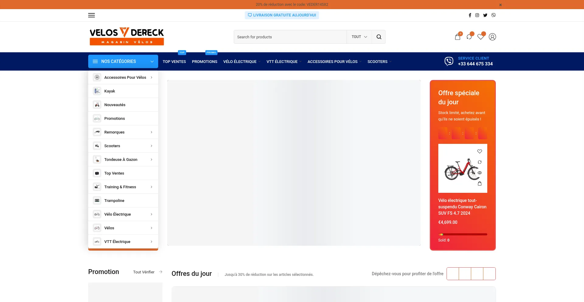 Website screenshot of Velosdereck.fr