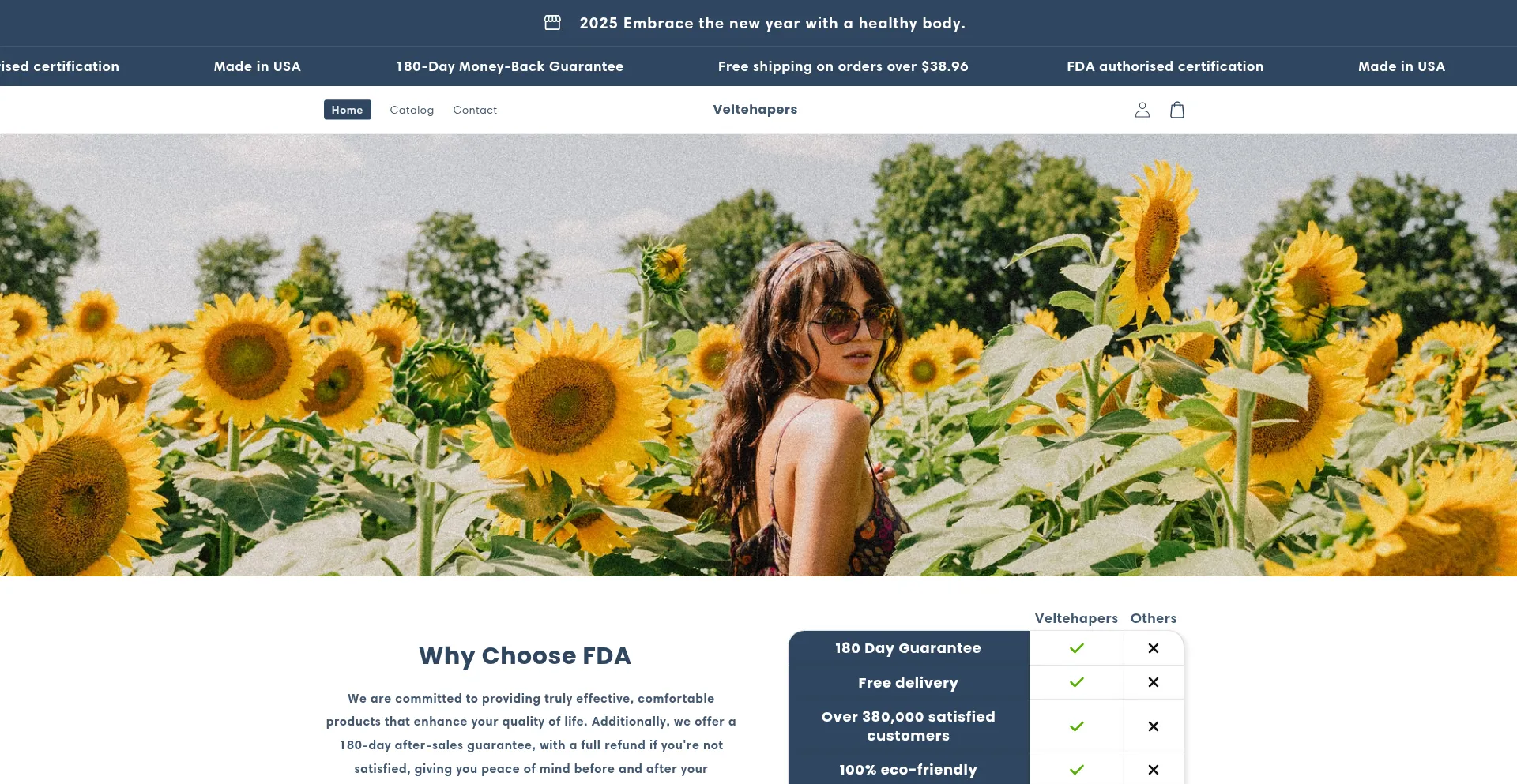 Website screenshot of Veltehapers.com