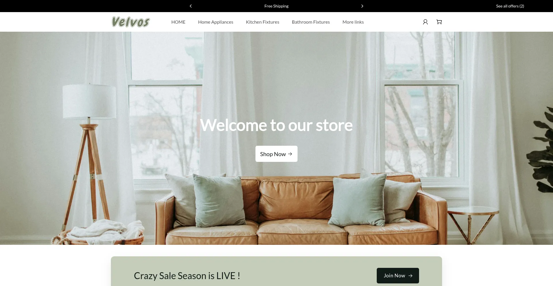 Website screenshot of Velvos.shop