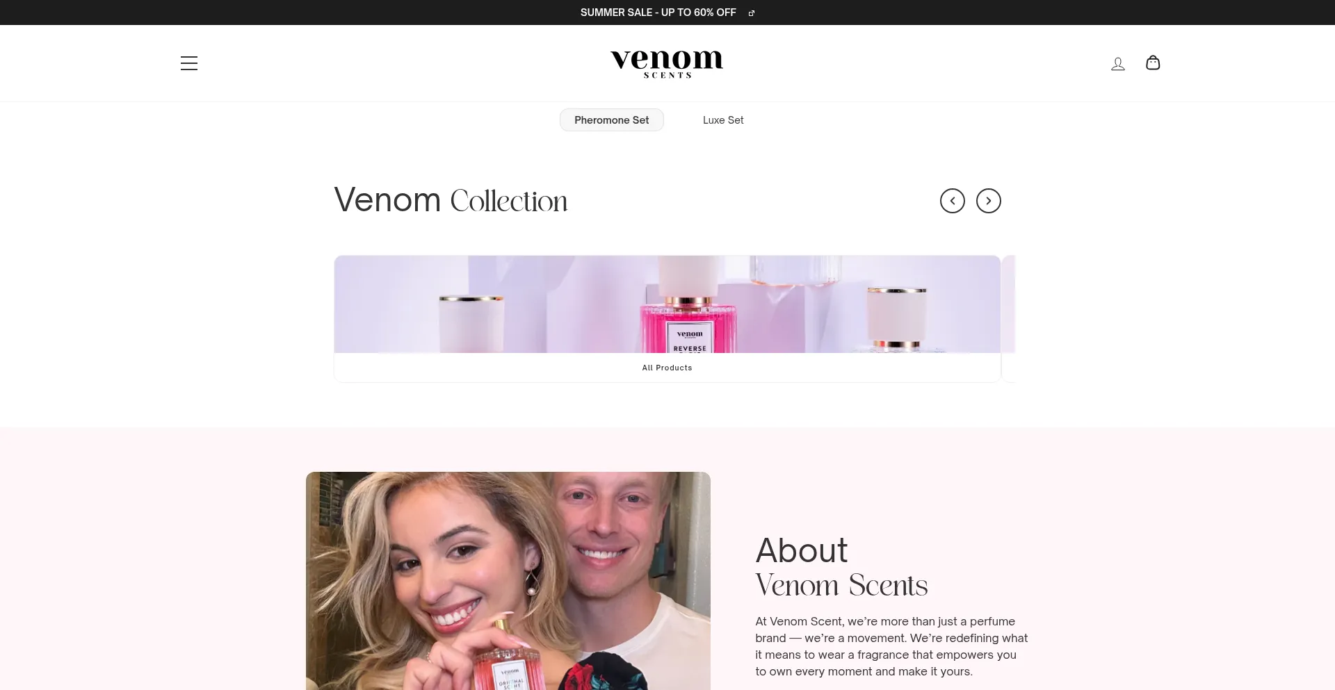 Website screenshot of Venomscent.com