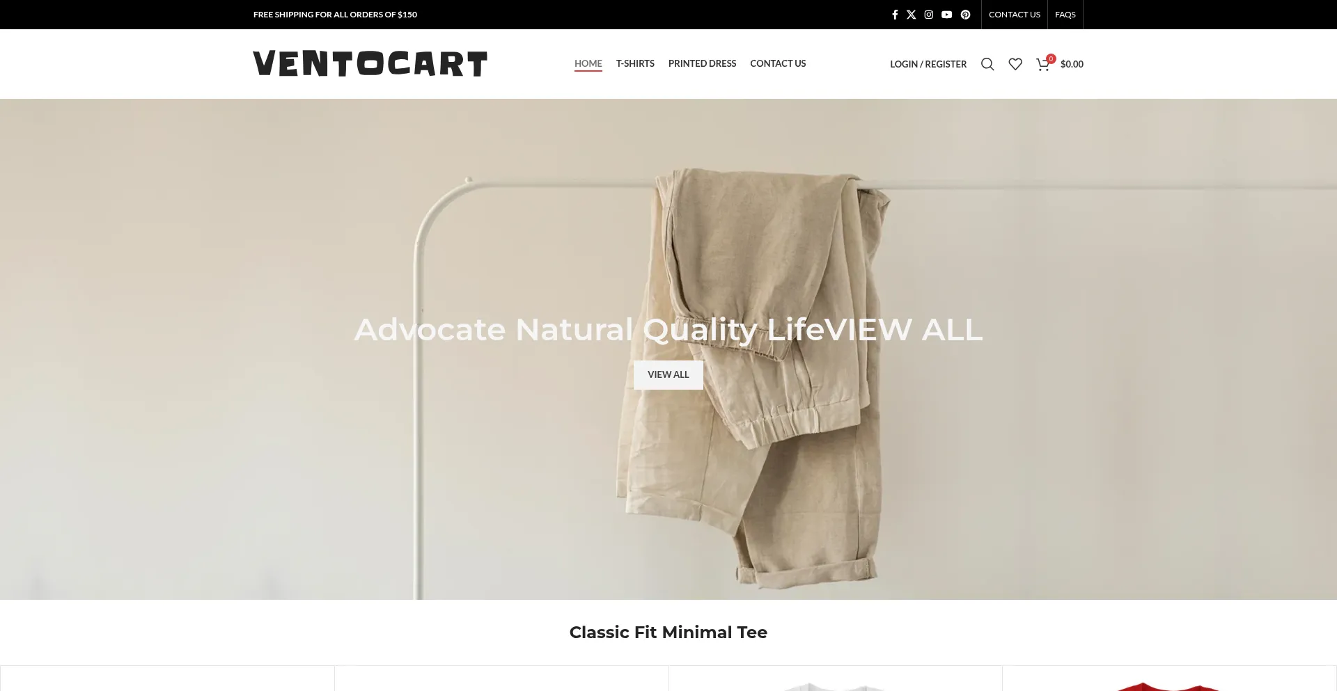 Website screenshot of Ventocart.shop