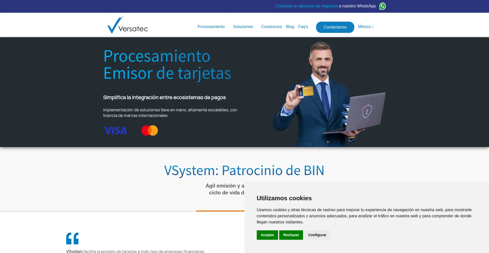 Website screenshot of Versateclatam.com