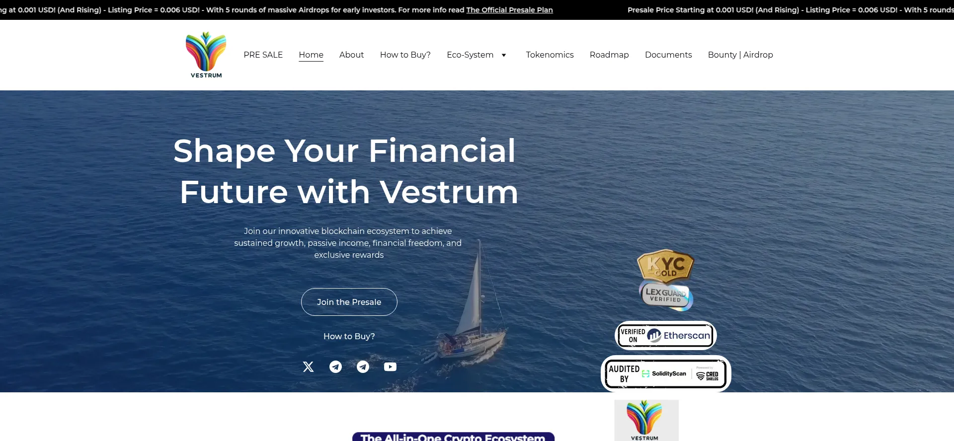 Website screenshot of Vestrum.io