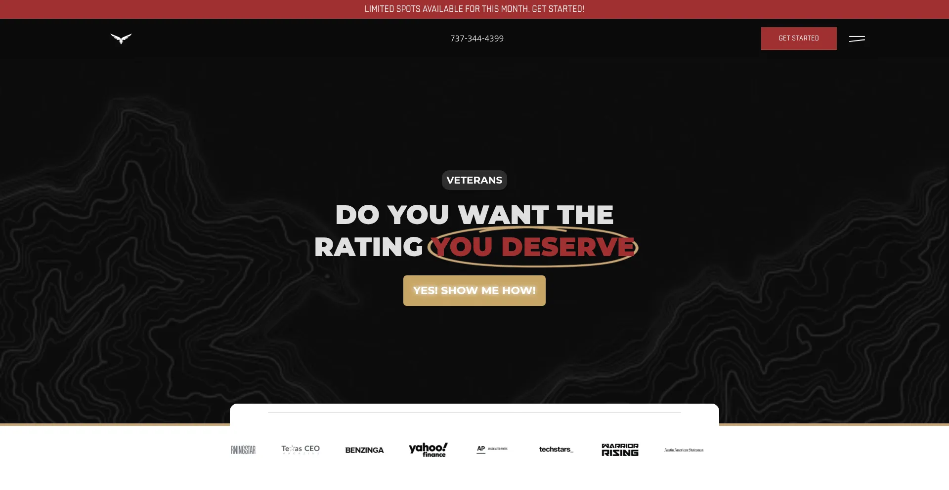 Website screenshot of Vetclaims.ai