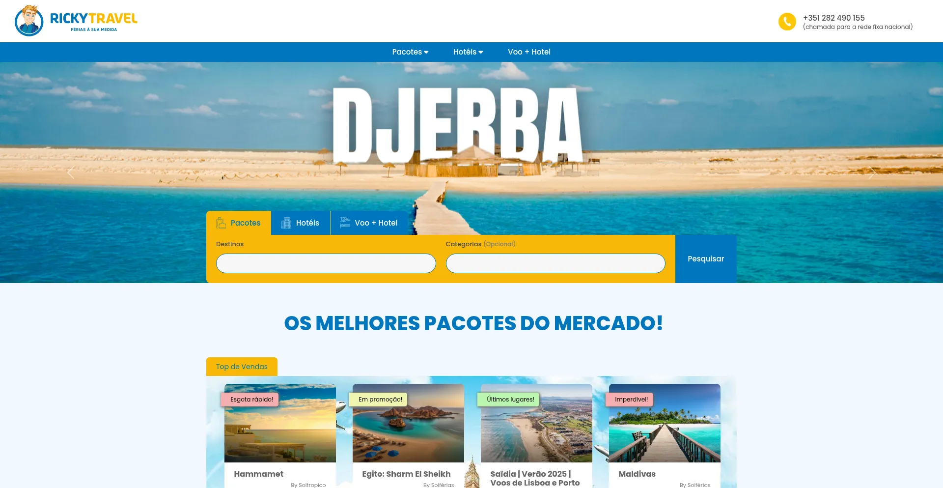 Website screenshot of Viagens.rickytravel.com