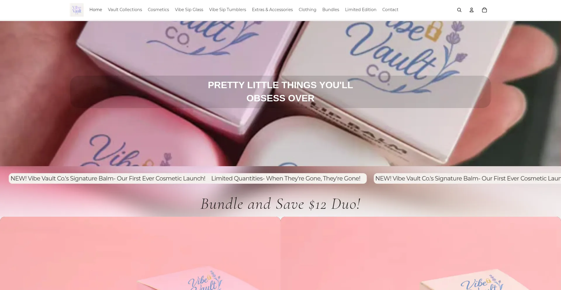 Website screenshot of Vibevaultcoofficial.myshopify.com