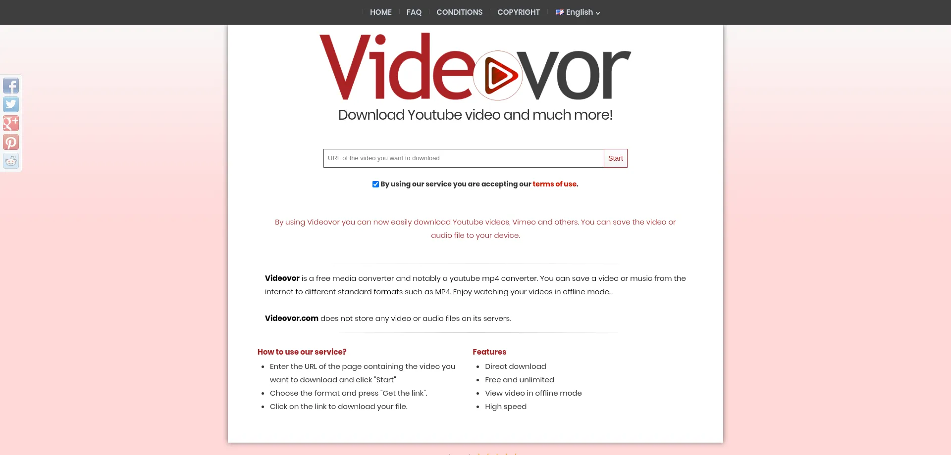 Website screenshot of Videovor.com