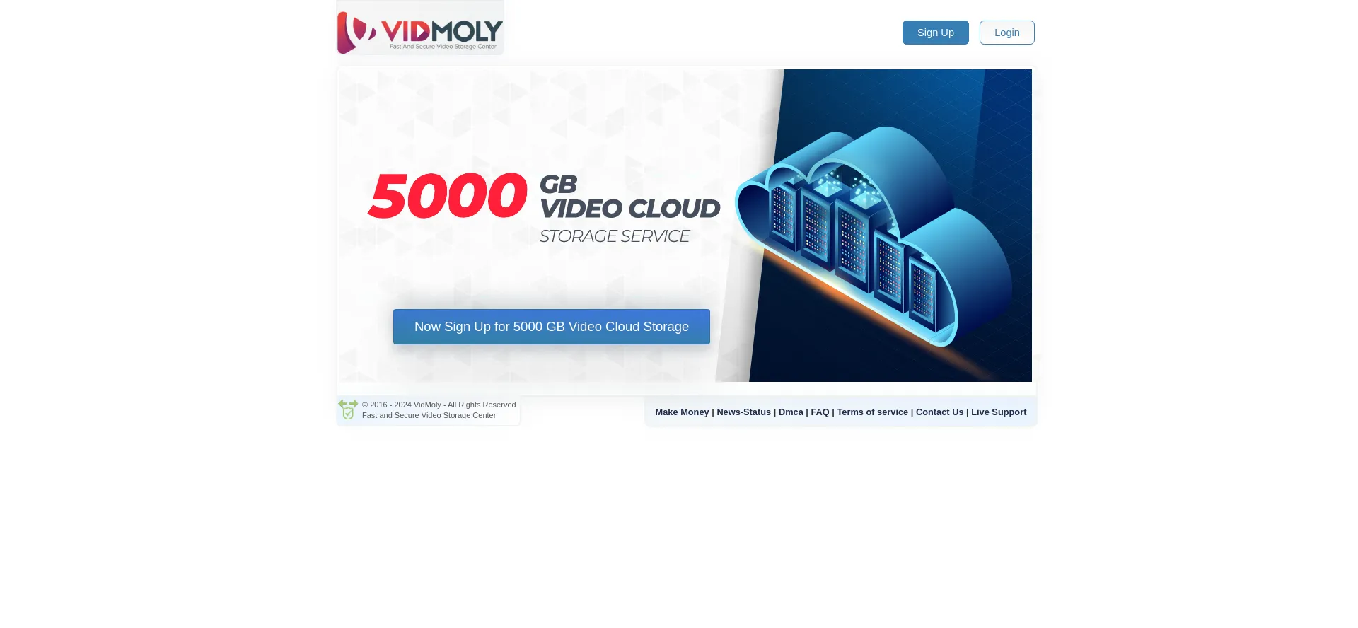 Website screenshot of Vidmoly.to