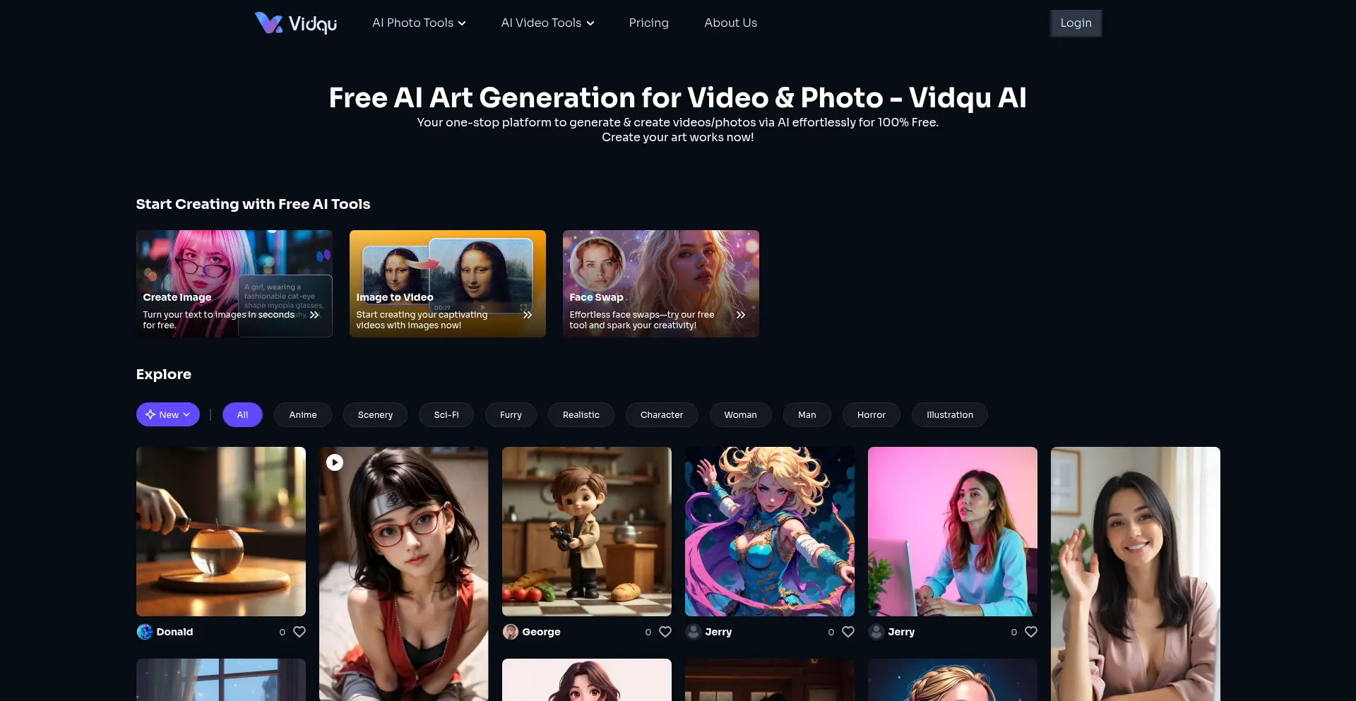 Website screenshot of Vidqu.ai
