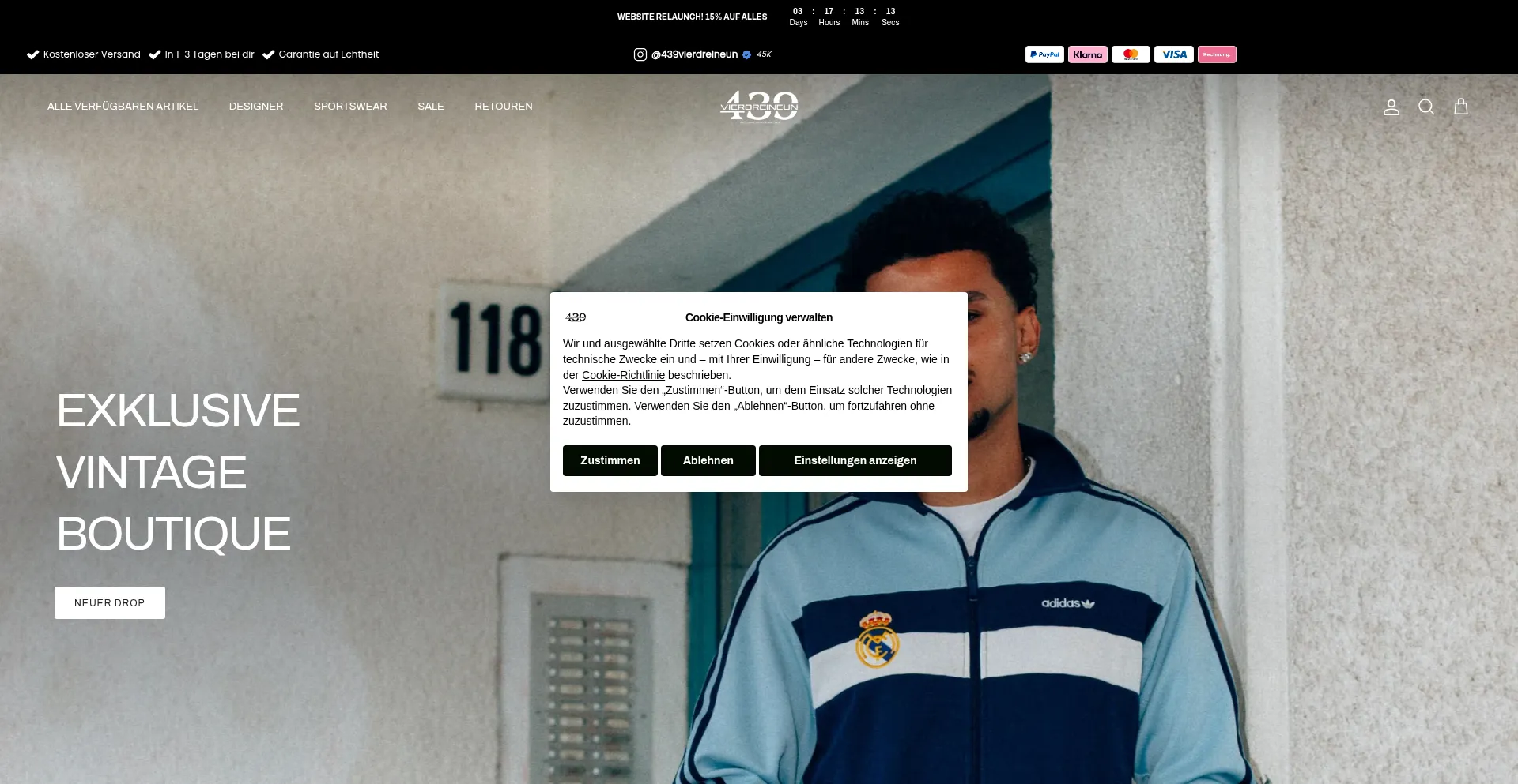 Website screenshot of Vierdreineun.com