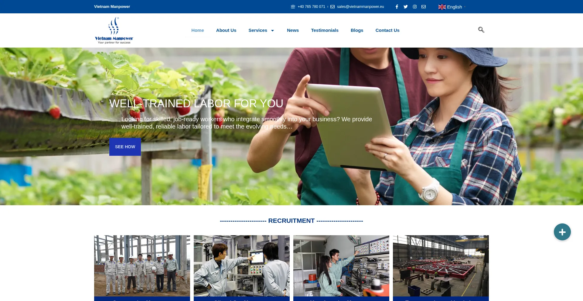 Website screenshot of Vietnammanpower.eu