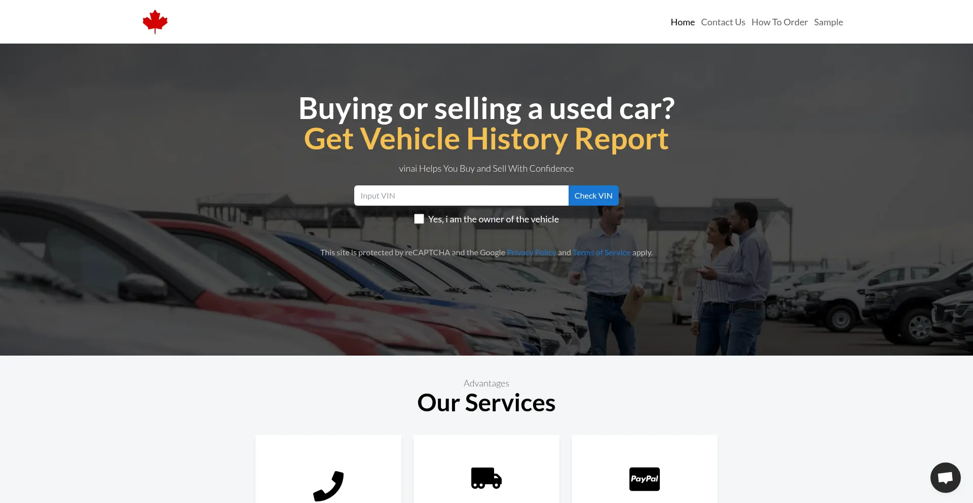 Website screenshot of Vinai.ca