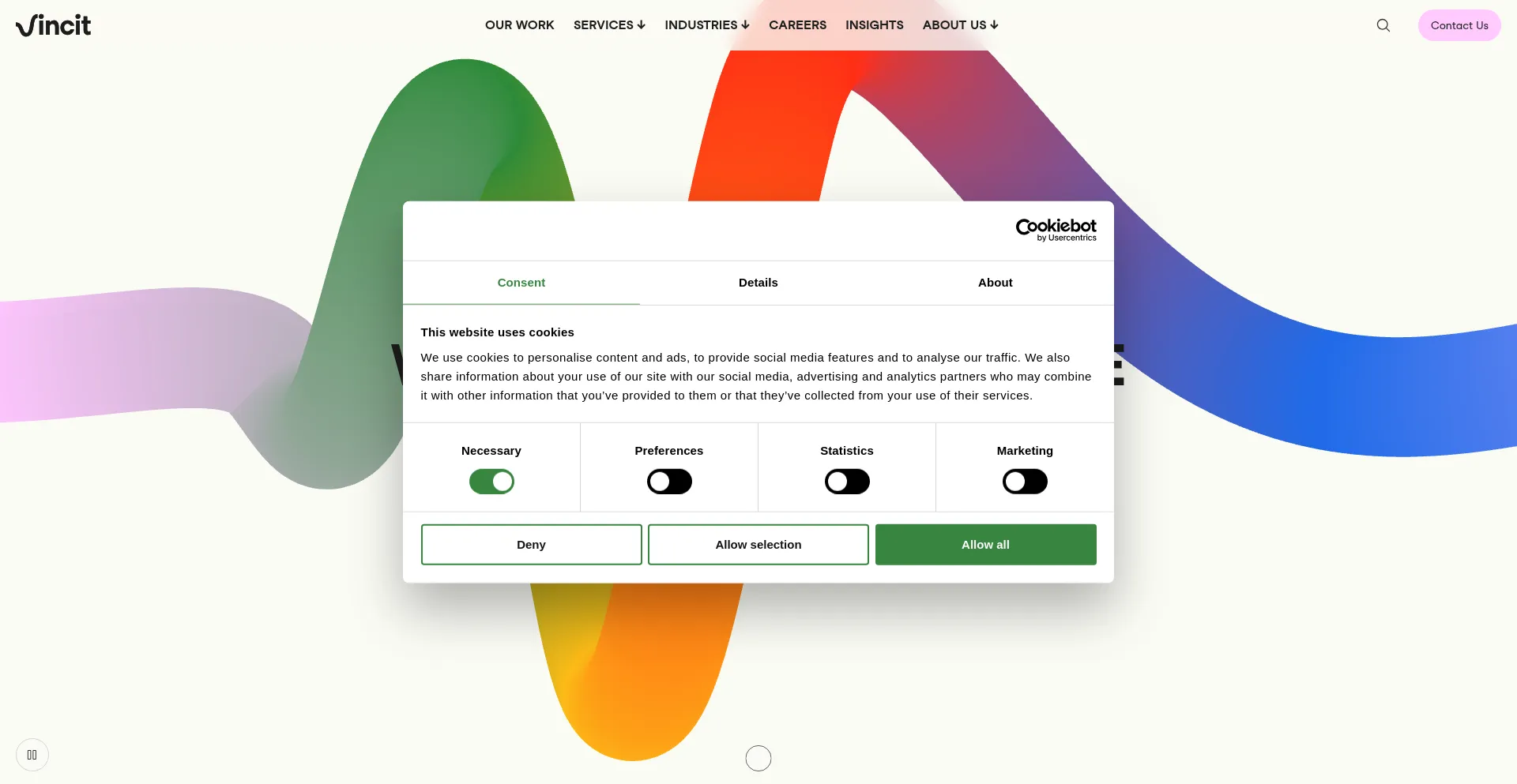 Website screenshot of Vincit.fi