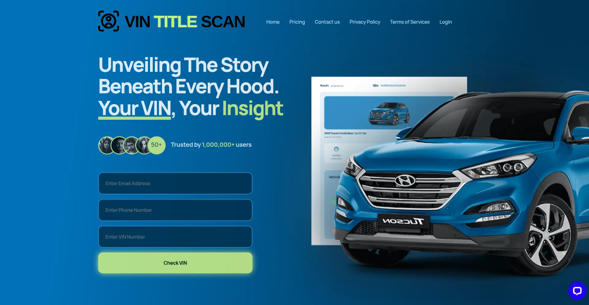 Website screenshot of Vintitlescan.com