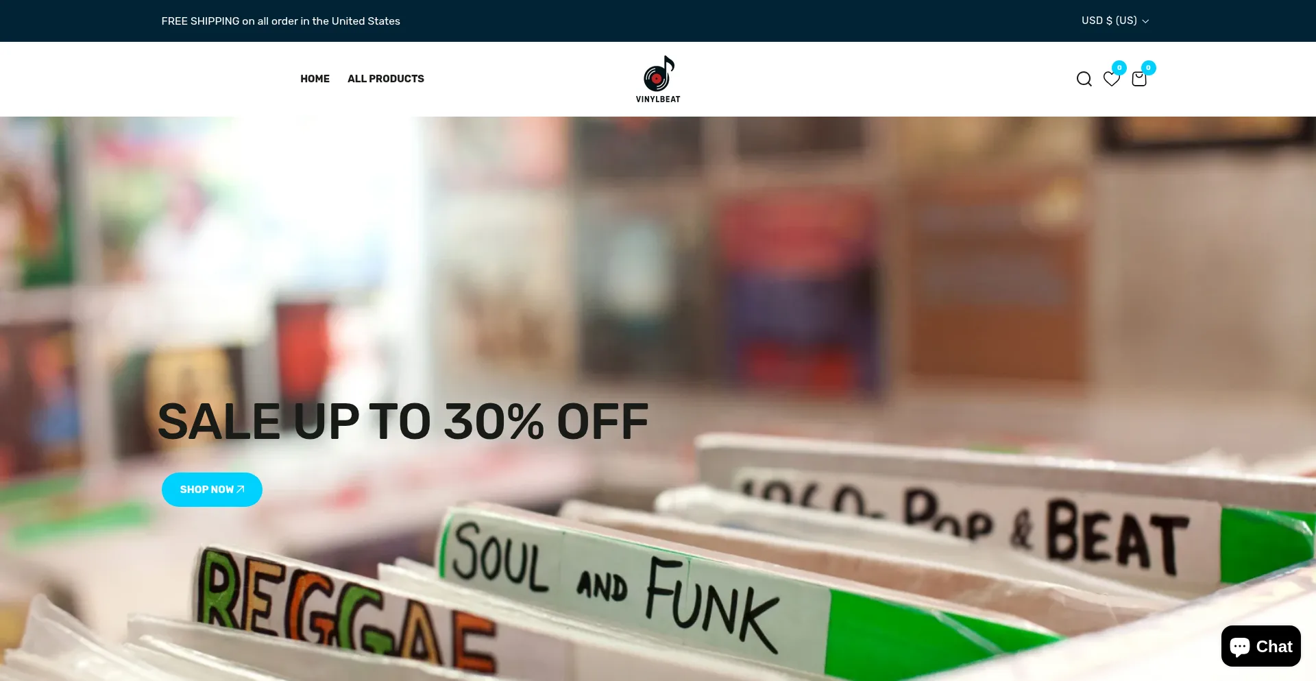 Website screenshot of Vinylbeat.shop